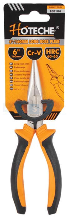 LONG NOSE PLIER 6/150MM Material:Cr -V      Drop-Forged Hardened