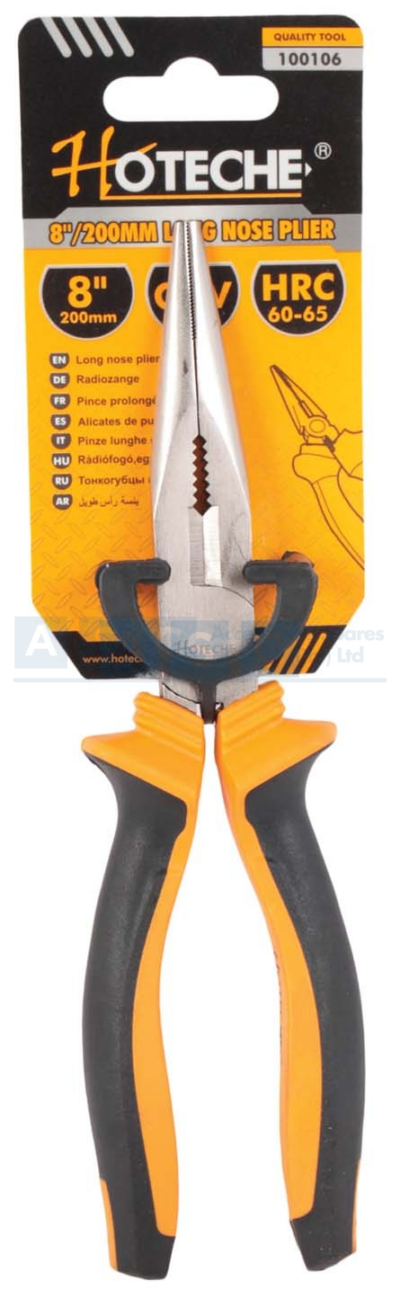 LONG NOSE PLIER 8/200MM Material:Cr -V      Drop-Forged Hardened