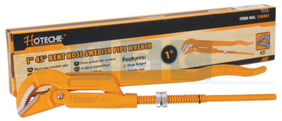 PIPE WRENCH 45 DEG. BENT NOSE 25MM SWEDISH STYLE 45# Carbon Steel