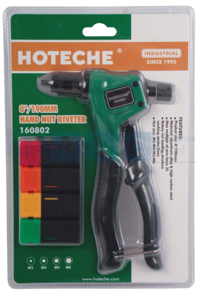 HAND NUT RIVETER 190MM Material: Aluminum Alloy & High Carbon