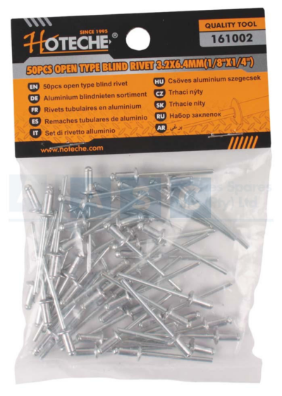 POP RIVET 3.2X6.4MM 50PCS Open Type Aluminum Alloy Body