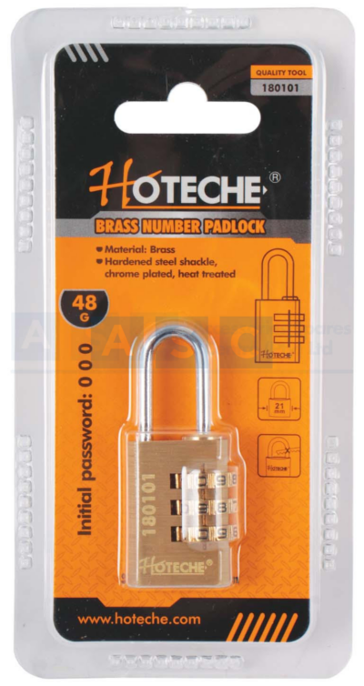 BRASS TRAVEL LOCK NUMBER LOCK KEY 21X10X30Mm     48G