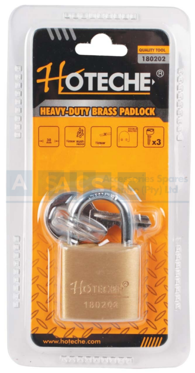 BRASS PADLOCKS 30MM H/DUTY   95G 30X28.5X13Mm  3 BrassKeys