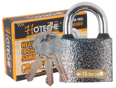 IRON PADLOCKS 50MM THICK TYPE 318.9G BRASS BARREL/ 3 NICKEL PLATED IRON KEYS