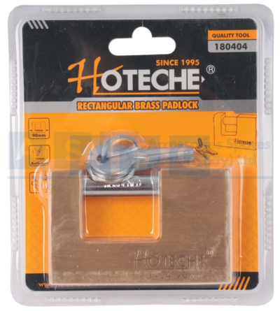 RECTANGULAR BRASS PADLOCK 90X18X58MM 3 BRASS KEYS LOCK-BODY & CYL.& SOLID