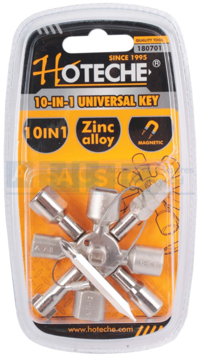 UNIVERSAL KEY 10-IN-1 TOOL Zinc-Alloyed Material Chrome Plated