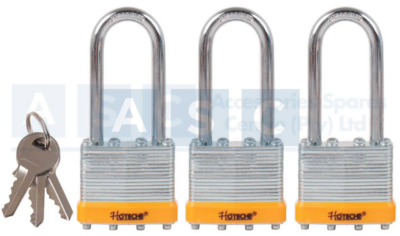 PADLOCK SET 40MM X 3 PCS LONG SHANK LAMI NATED