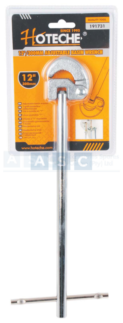 BASIN WRENCH 300MM Swivel Action Head With SerratedJaws For
