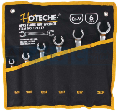 FLARING SPANNER SET 6PCS CRV Size=8X10/10X12/13X14/15X17/19X21/22X24M