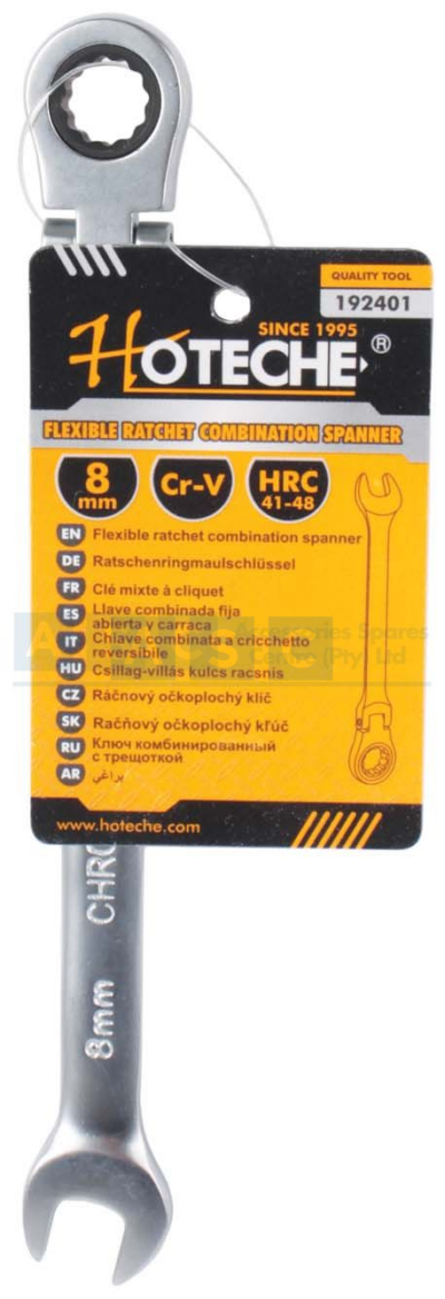 FLEXIBLE RATCHET COMB.SPANNER 8MM CRV CHROME PLATED 72 TOOTH