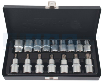 E-SOCKET & TORX SET 16PC Material:CrvSurface:Satin Finish