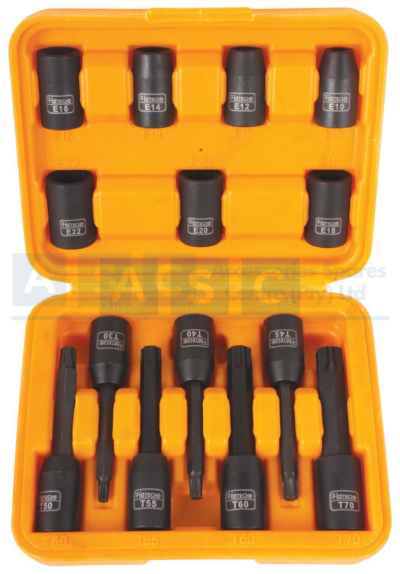 E- SOCKET & TORX BIT SOCKET  14PC 1/2DR. Materialï¼Crmo Heat Treatment