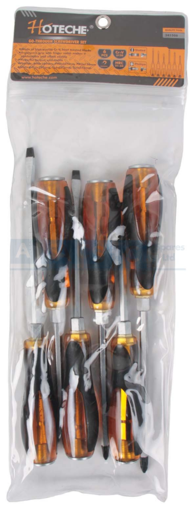 HAMMER HEAD SCREWDIVER SET 6PC CR-V Satin FinishedBlack Head With Magnetic