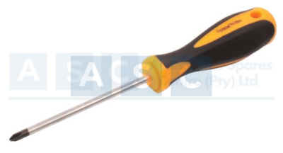 SCREWDRIVER PHILLIPS PH1X100MM CR-V SATIN FINISH BLK HEAD & MAGNETIC TIP