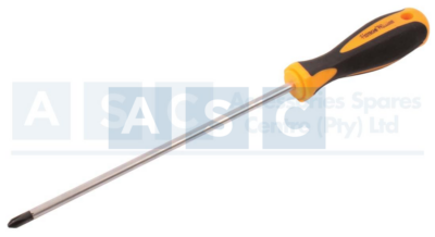 SCREWDRIVER PHILLIPS PH2X200MM CR-V SATIN FINISH BLK HEAD & MAGNETIC TIP
