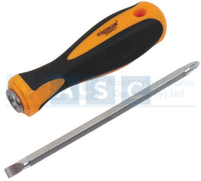 SCREWDRIVER SET 2 IN1 PHILIPS/FLAT 100MM CR-V / DOUBLE END BIT 60mm PH2/SL6MM
