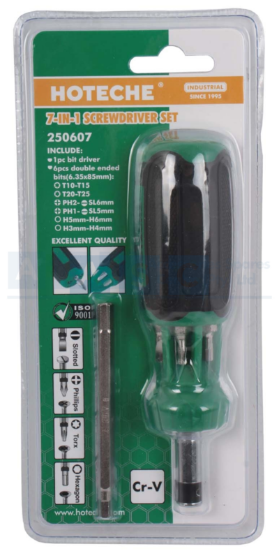 BIT SET 7PC S/DRIVER 1PC BIT DRIVER6pcs Double Ended Bits(85m