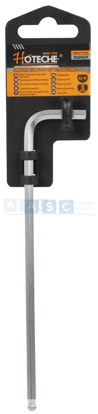 ALLEN KEY EXTRA LONG W/BALL END 5MM Material:Crv  /Satin Finish
