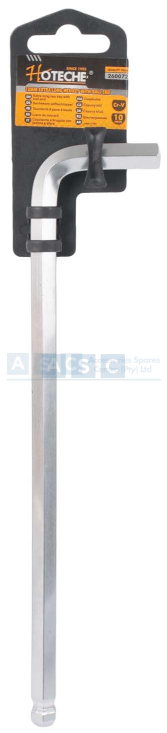 ALLEN KEY EXTRA LONG W/BALL END 10MM Material:Crv  /Satin Finish