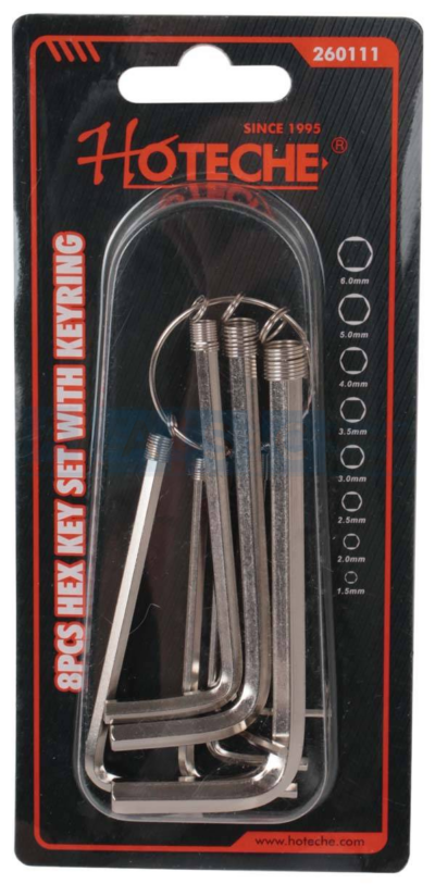 ALLEN KEY SET 8PCS Material:High Carbon SteelNickel Plating