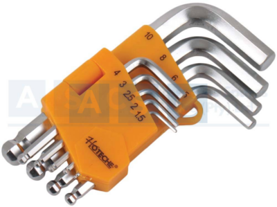 9PCS BALL POINT HEX KEY WRENCH Cr-VSatin Finished Size:1.5-2-2.5-3-4-5-
