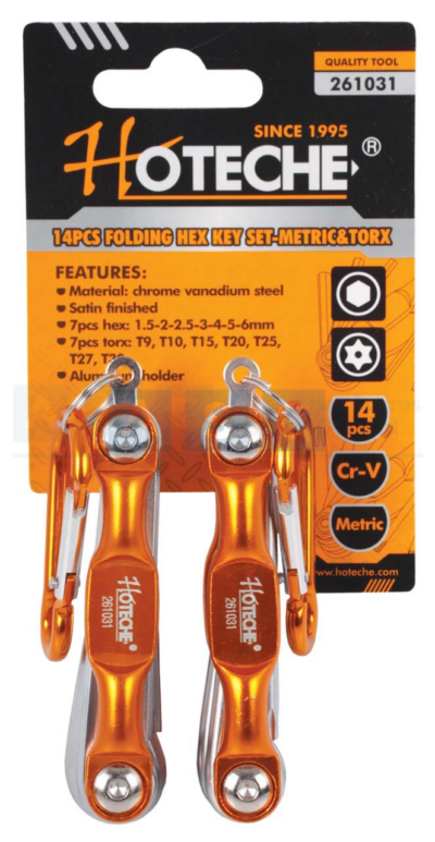 FOLDING ALUM.HEX SET & TORX SET  14PCS Frame Crv  Satin Finished  Size:4Pcs 1/4