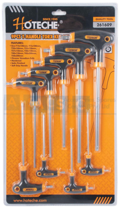 T HANDLE TORX SET 9PCS Material:Cr -V   Satin Finished Size: