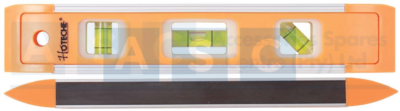 TORPEDO LEVEL 225MM W/3 VIALS ABS BASE ALUM.FRAME W/MAGNETIC BAR ON