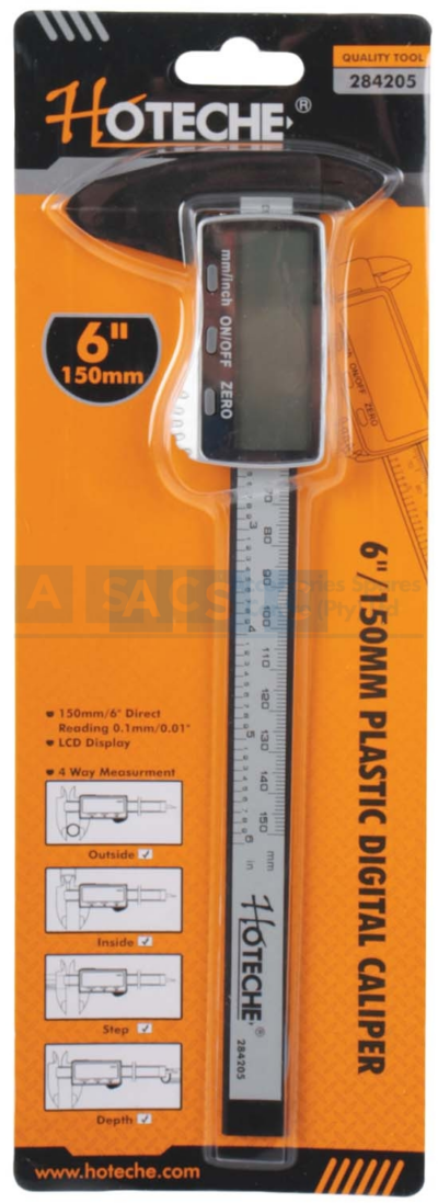 CALIPER PLASTIC DIGITAL 150MM  MM/INCHES require 1x cr2032 battery