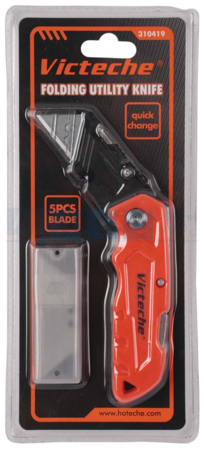 UTILITY FOLDING KNIFE  W/5 BLADES Material:ABS handl / zinc-alloy head