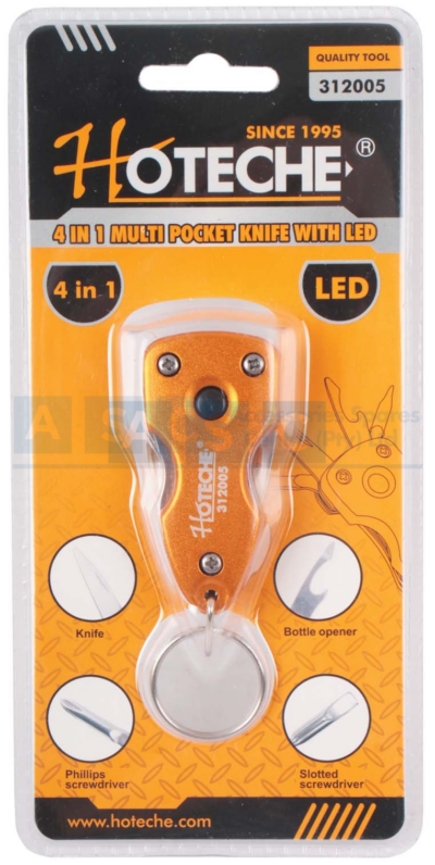 POCKET KNIFE 4-IN-1 W/LED + KEY HOLDER Weight:62gSize:60X30X18mm