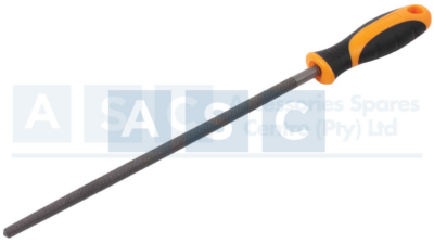 FILE 250MM ROUND STEEL W/PLASTIC HAND T12 SATIN FINISH SECOND TEETH/PP+TPR