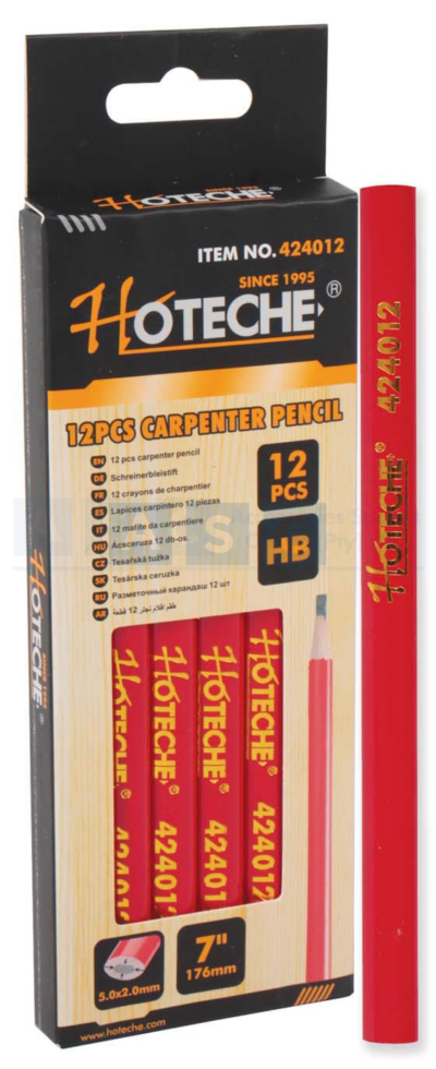 CARPENTERS PENCIL 12PCS PKT Size:176X12X7.4/Graphite Size:5.0X2.0X17