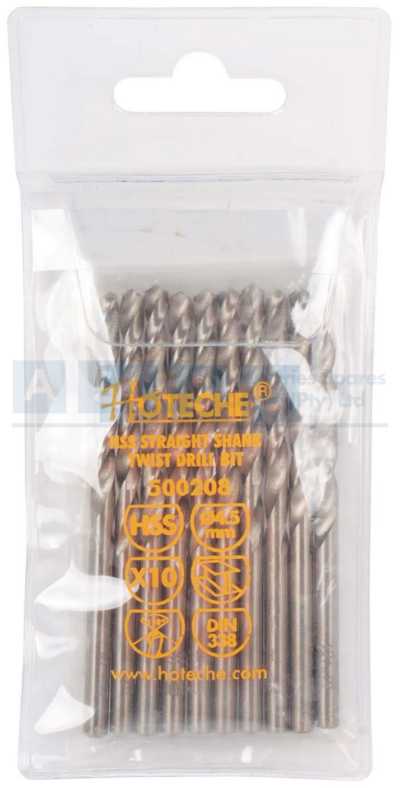 DRILL BIT 4.5MM HSS STR.SHANK 10PCS IN PVC BAG   GROUNDED EDGE FULLY