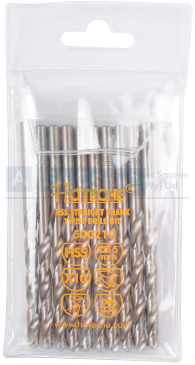 DRILL BIT 5.5MM HSS STR.SHANK 10PCS IN PVC BAG  GROUNDED EDGE FULLY
