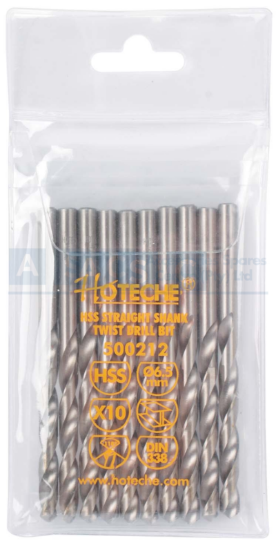 DRILL BIT 6.5MM HSS STR.SHANK 10PCS IN PVC BAG  GROUNDED EDGE FULLY