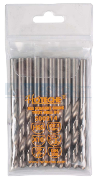 DRILL BIT 7.5MM HSS STR.SHANK 10PCS IN PVC BAG   GROUNDED EDGE FULLY