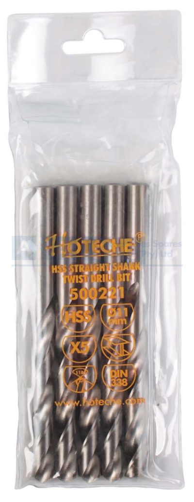 DRILL BIT 11MM HSS STR.SHANK 5PCS IN PVC BAG   GROUNDED EDGE FULLY