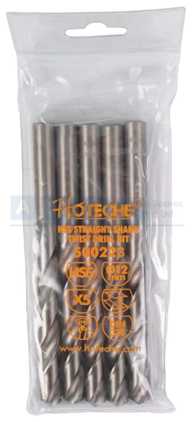 DRILL BIT 12MM HSS STR.SHANK 5PCS IN PVC BAG   GROUNDED EDGE FULLY