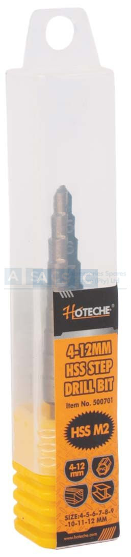 STEP DRILL BIT 4-12MM 9 STEP HSS steps =4/5/6/7/8/9/10/11/12mm shank=6.35