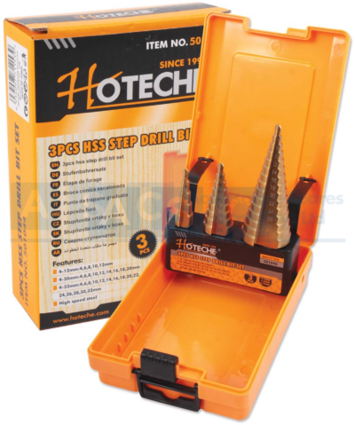 STEP DRILL BIT HSS  SET 3PCS 4-12Mm:4/6/8/10/12Mm
