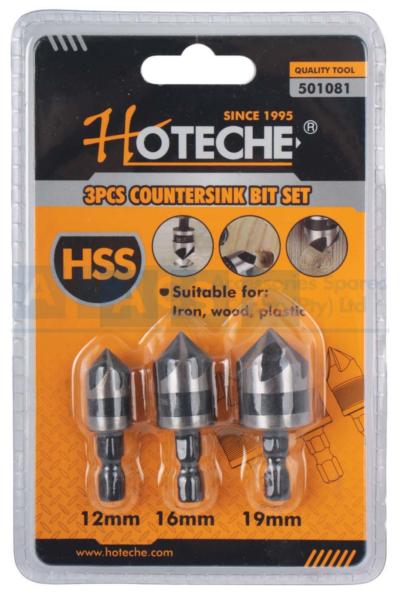 COUNTERSINK DRILL BIT SET 3PCS HSS4241 sizeï¼12/16/19mm