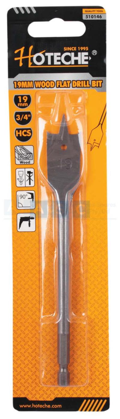 WOOD FLAT DRILL BIT 19mm high carbon steel /Surface: Polished
