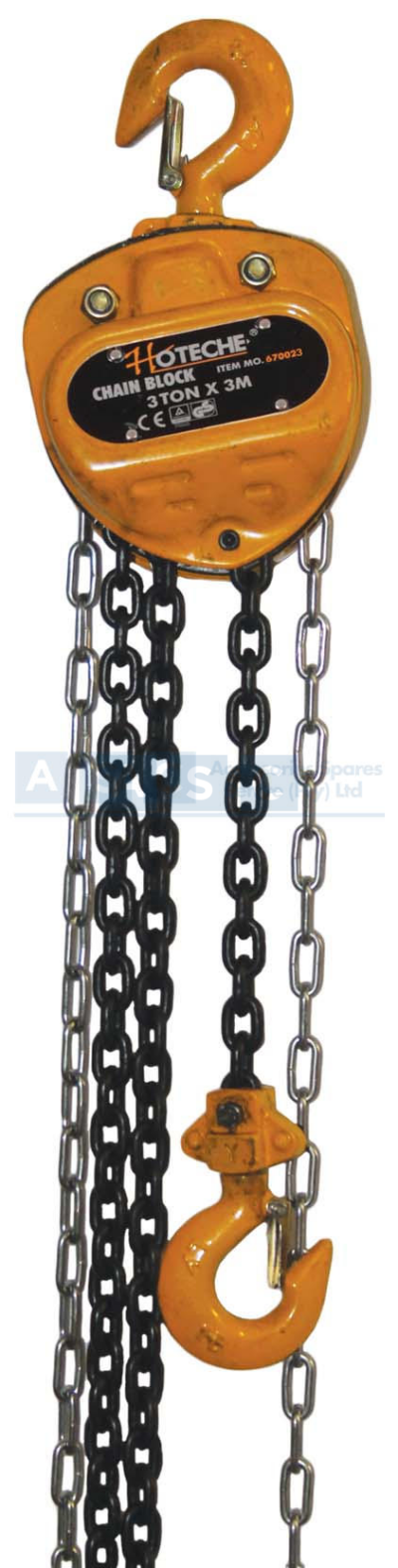 CHAIN BLOCK 3TON/3M CHAIN W/LOAD 3TON BREAK/STR.= 12TN Chain round steel D=6MM