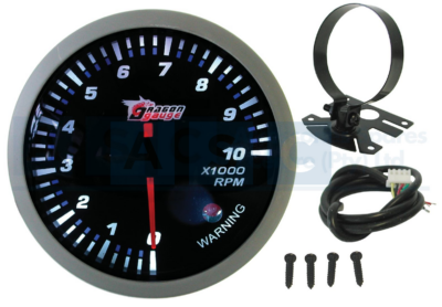 TACHOMETER 0-10000RPM 60MM SIL/BLK
