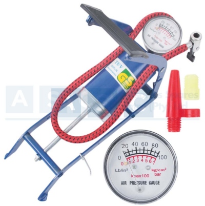 SINGLE BARREL FOOT PUMP W/GAUG