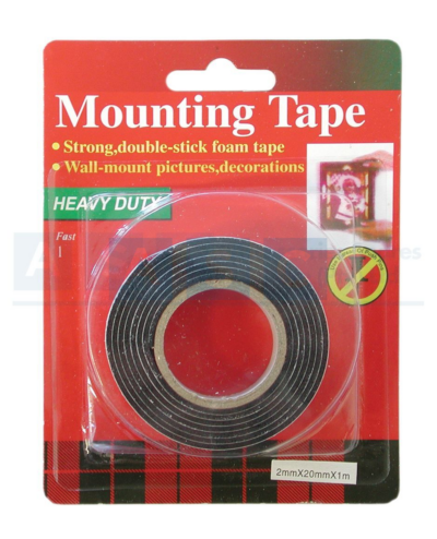 D/SIDED TAPE BLACK 2MMX20MMX1MD