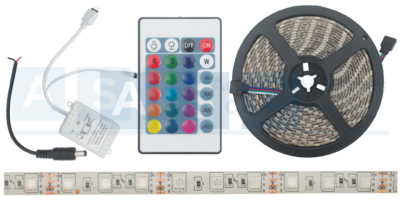 LED STRIP 5M 12V 5050SMD COLOR W/REMOTE 120 DEGREE LIGHT WITH DST