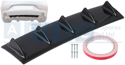 REAR LOWER  BUMPER LIP SPOILER 5FINS 585MM BLACK UNIVERSAL