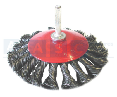 BEVEL BRUSH KNOTTED W/SHAFT 100MM